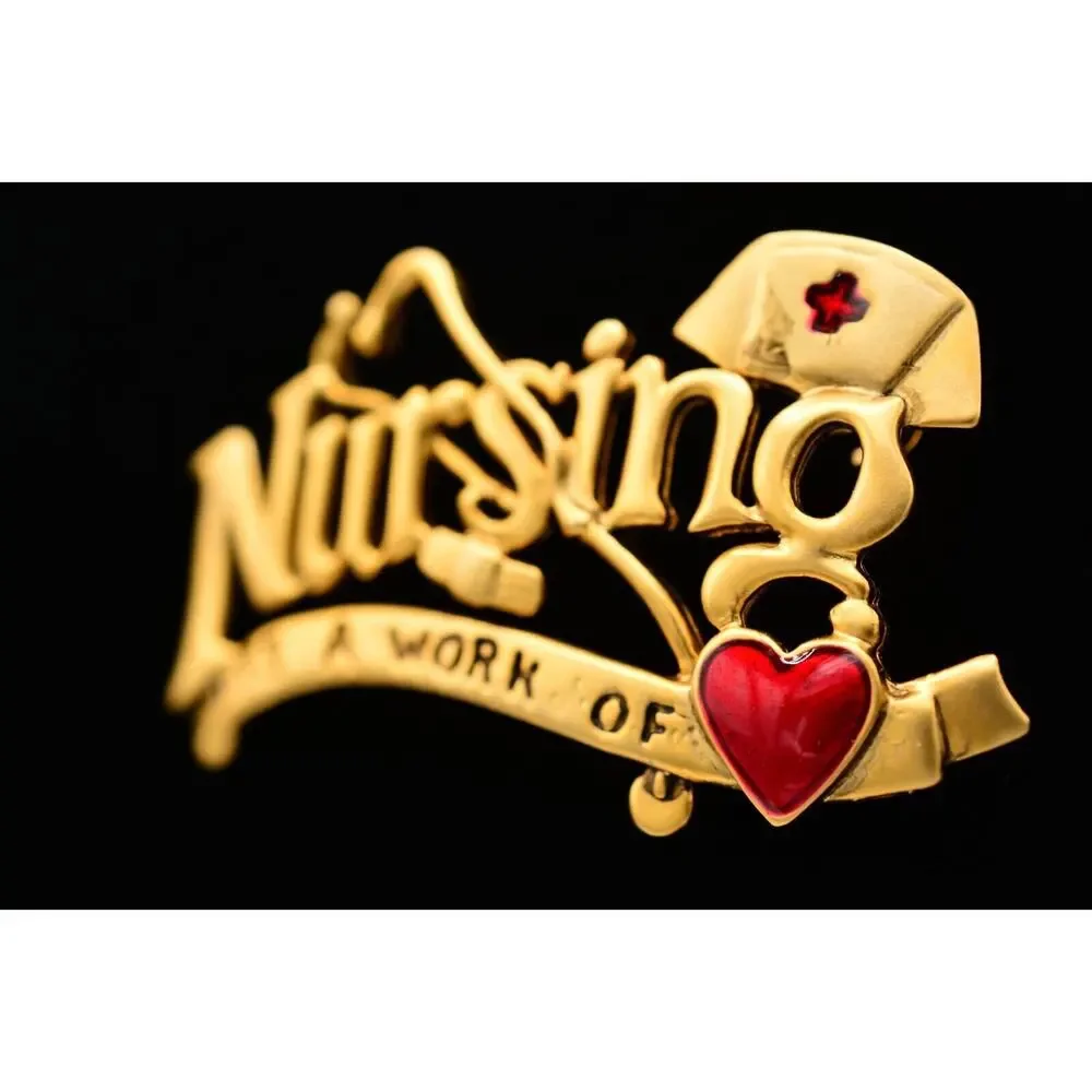 Danecraft Vintage Caregiver Nurse Pin Brooch Nursing Work Of Heart NOS 80s BinA9